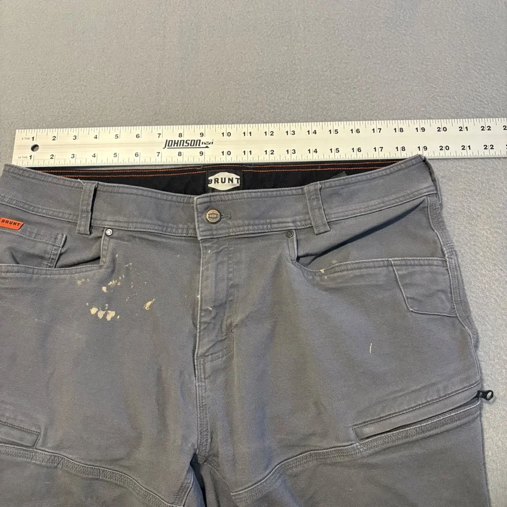 Brunt The Martin Short Mens 38x10 Gray Utility Cargo Canvas Workwear Stained